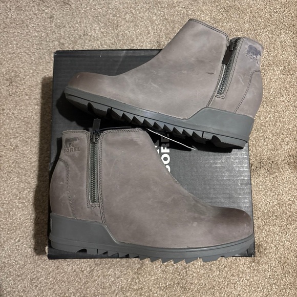 Sorel Evie zip wedge boot 9 grey Quarry - Picture 1 of 6
